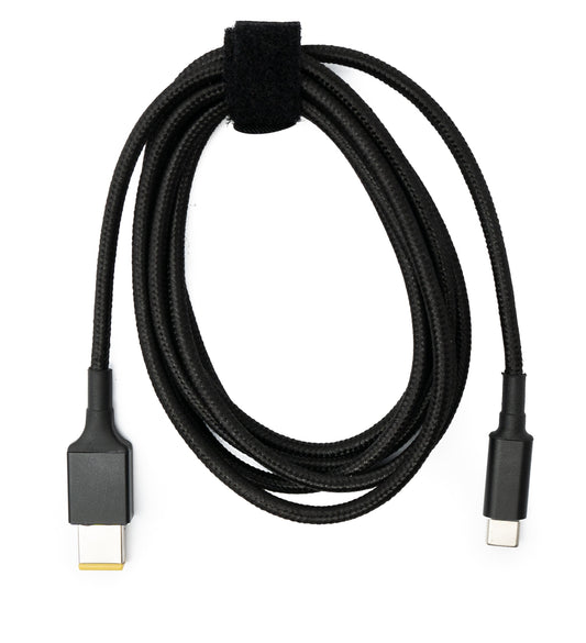 SYSTEM-S USB 3.1 snúra 150 cm Type C tengi í rétthyrndan 11,0 x 4,5 mm fléttaðan tengi