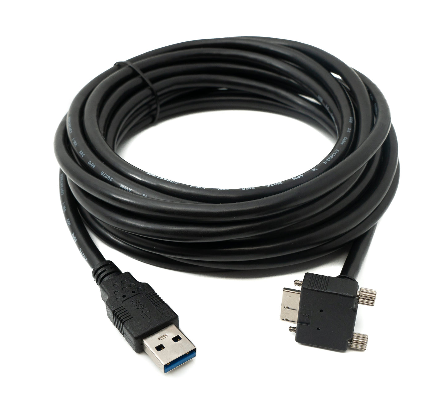 SYSTEM-S USB 3.0 cable 5 m Micro B plug to Type A plug screw angle in black