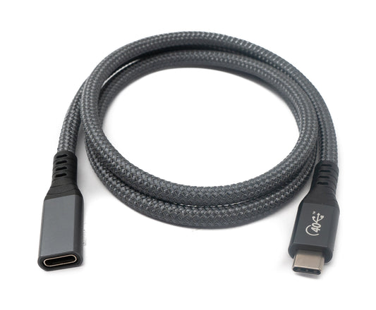 SYSTEM-S USB4 USB cable 80 cm Type C male to female 40 Gbit/s USB 4.0 braided in gray