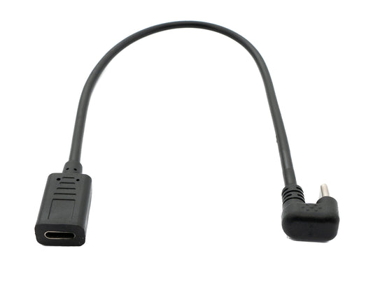 SYSTEM-S USB 3.1 U Turn 180° Cable 30cm Type C Male to Female Angle in Black
