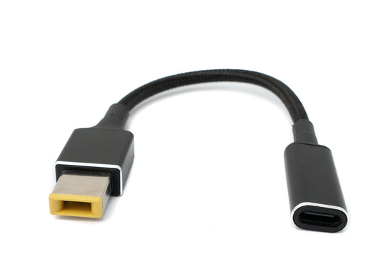 SYSTEM-S USB 3.1 snúra 16 cm Type C kvenkyns í rétthyrndan 11,0 x 4,5 mm karlkyns fléttaðan
