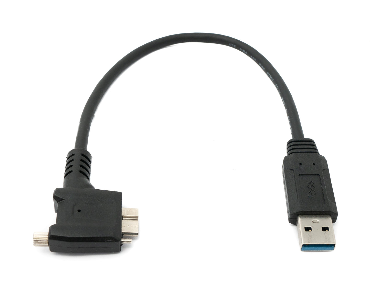 SYSTEM-S USB 3.0 cable 30 cm Micro B plug to Type A plug screw angle in black