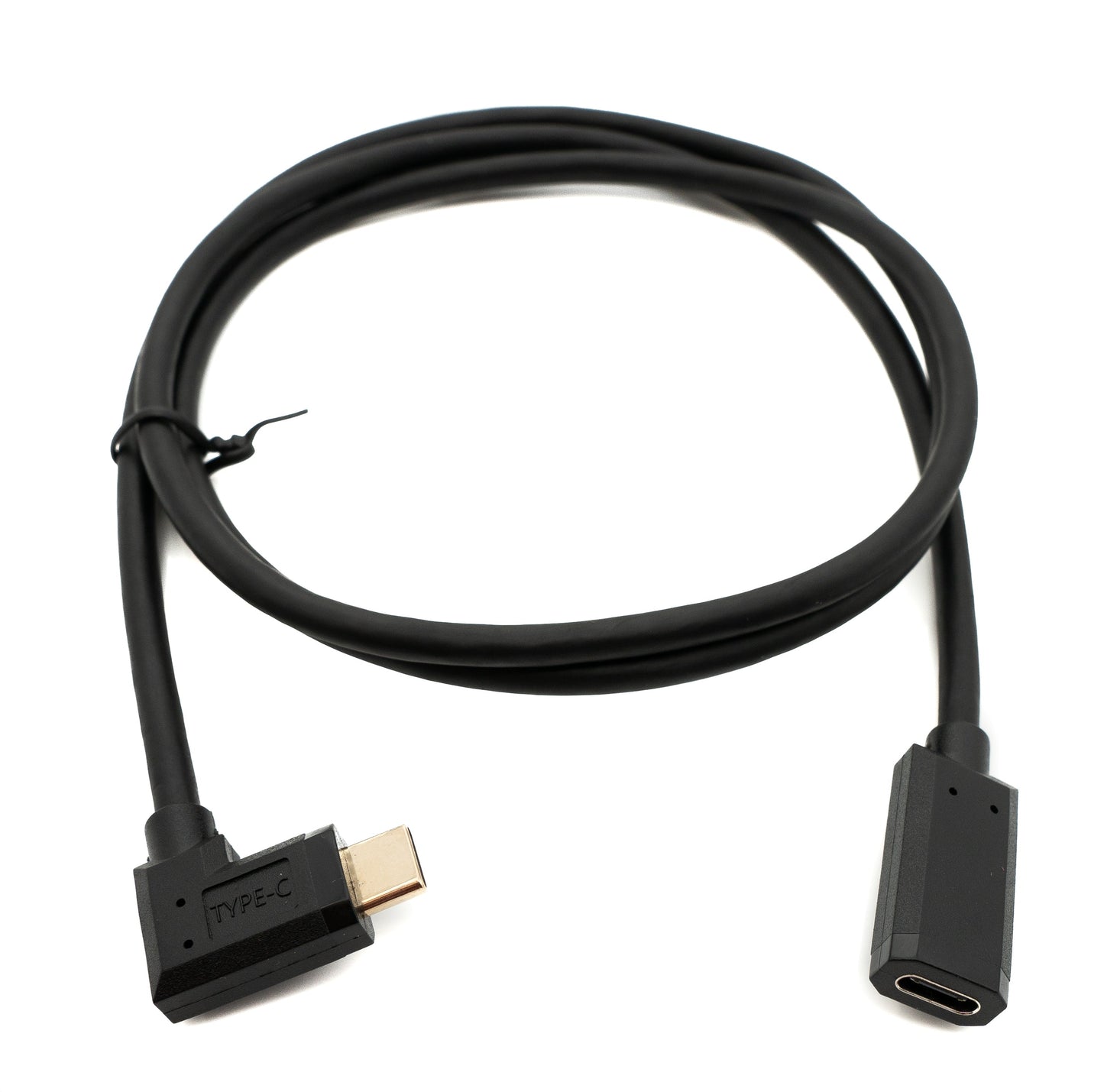 SYSTEM-S USB 3.1 Gen 2 snúra 100 cm Tegund C karlkyns í kvenkyns vinklaður í svörtu