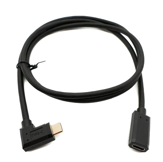 SYSTEM-S USB 3.1 Gen 2 cable 100 cm Type C male to female angled in black