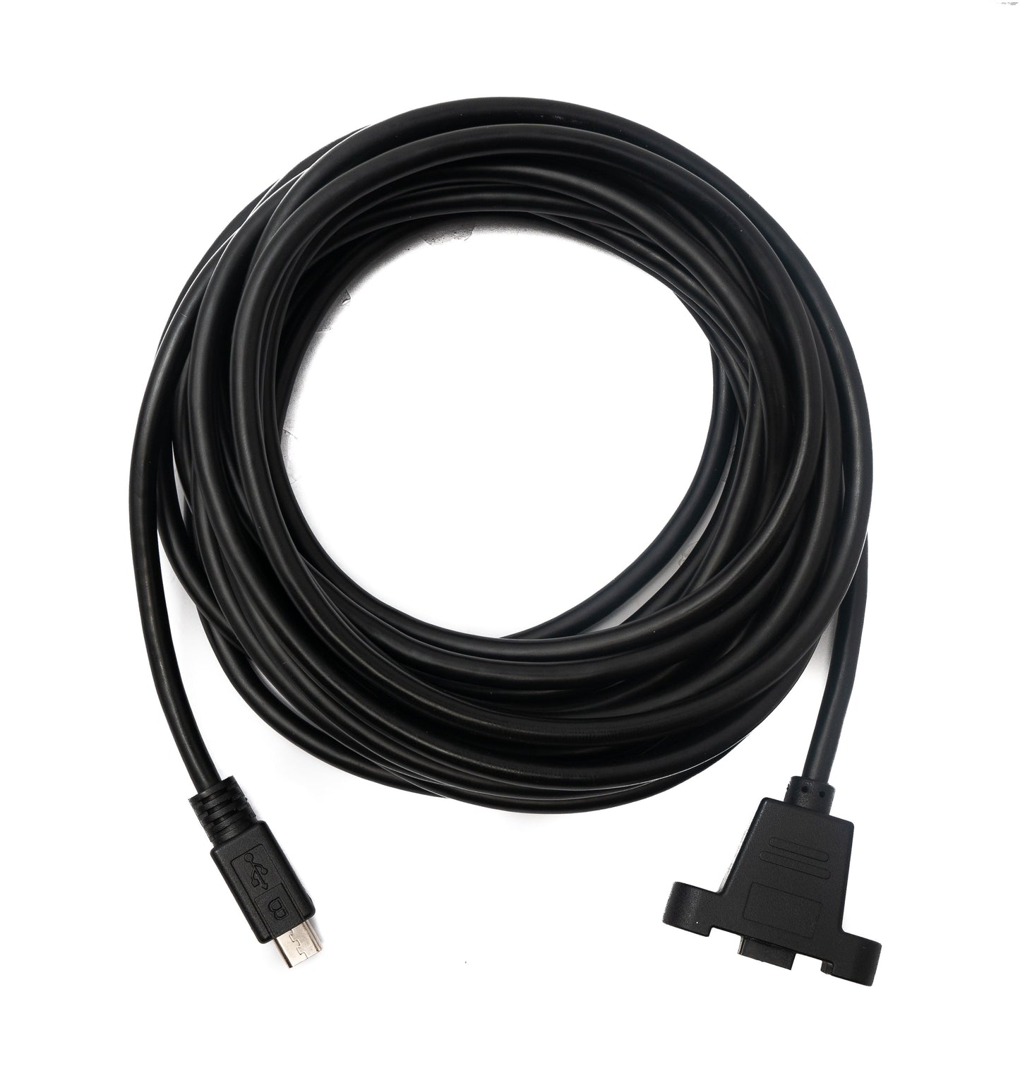SYSTEM-S USB 2.0 Kabel 5 m Micro B Stecker zu Buchse Schraube in Schwarz