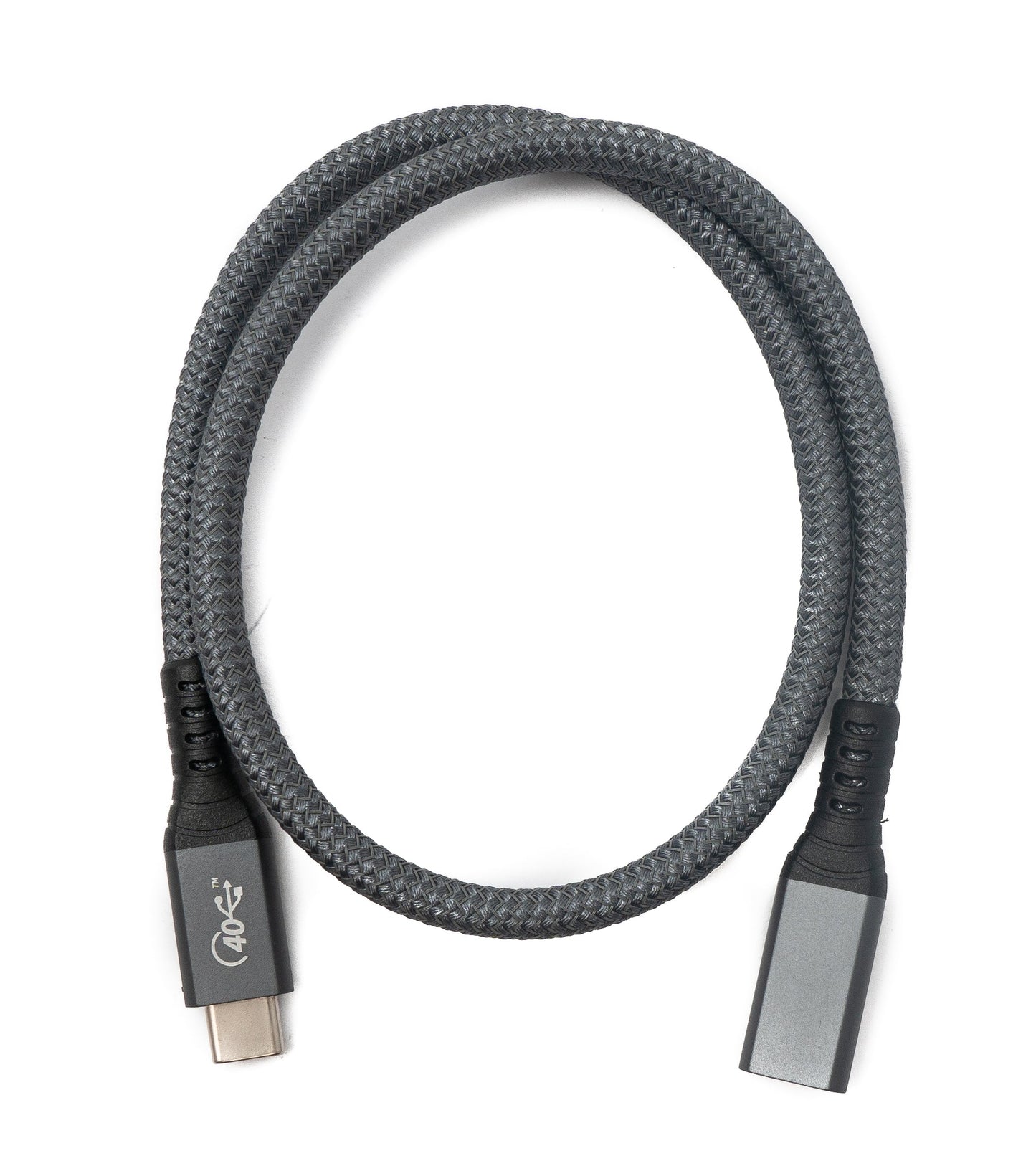 SYSTEM-S USB4 USB Kabel 50 cm Typ C Stecker zu Buchse 40 Gbit/s USB 4.0 geflochten in Grau