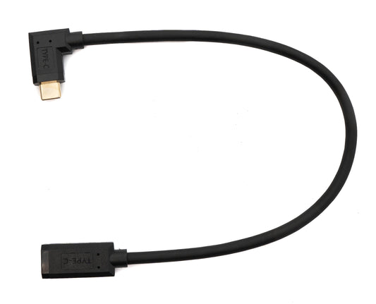 SYSTEM-S USB 3.1 Gen 2 snúra 30 cm Type C karlkyns í kvenkyns vinklaður í svörtu