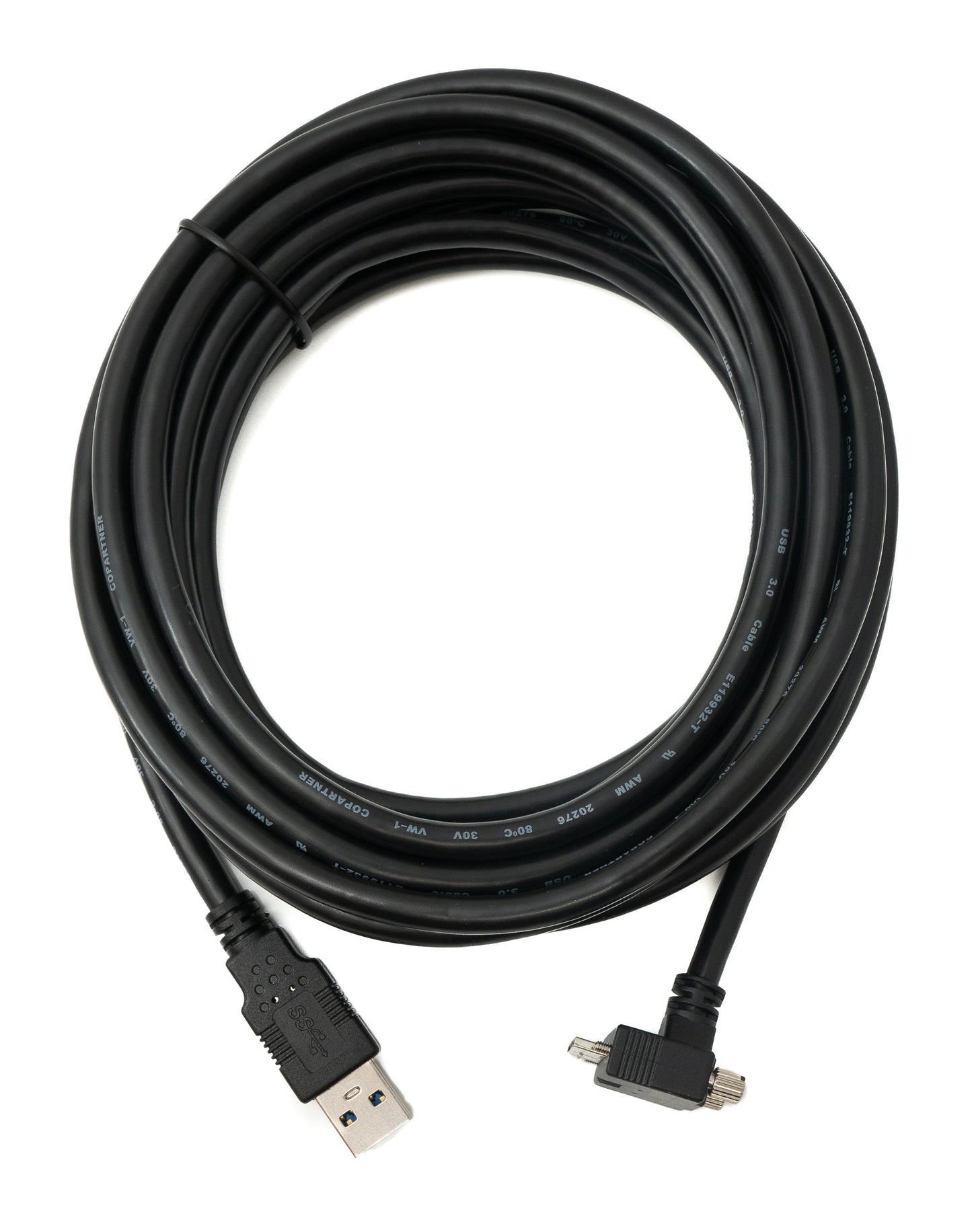 SYSTEM-S USB 3.0 cable 5 m Micro B plug to Type A plug screw angle in black