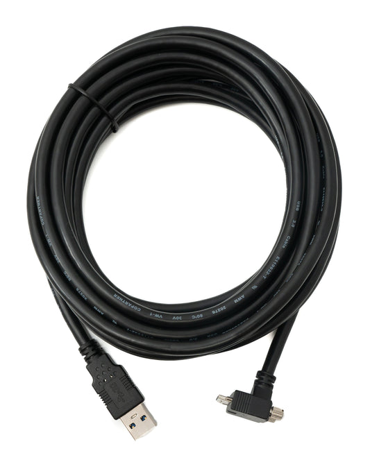SYSTEM-S USB 3.0 snúra 5 m Micro B tengi í Type A tengi með skrúfuhorni í svörtu