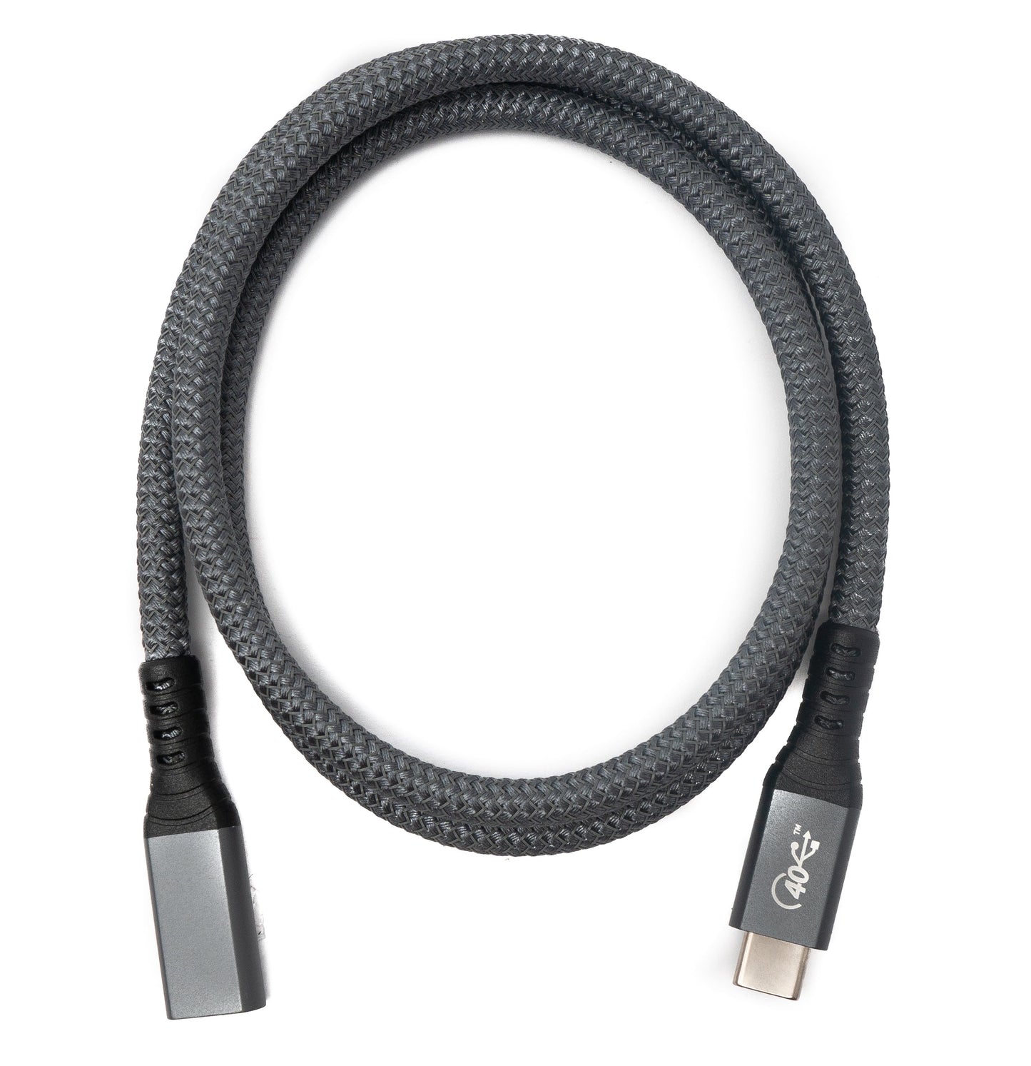 SYSTEM-S USB4 USB cable 80 cm Type C male to female 40 Gbit/s USB 4.0 braided in gray