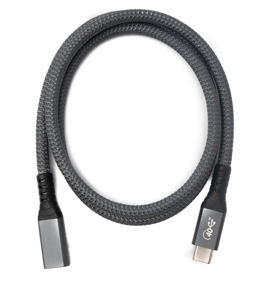SYSTEM-S USB4 USB cable 80 cm Type C male to female 40 Gbit/s USB 4.0 braided in gray