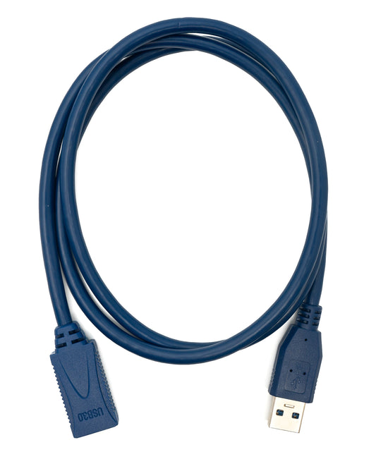 SYSTEM-S USB 3.0 snúra 100 cm af gerðinni A karlkyns í kvenkyns í bláum lit.