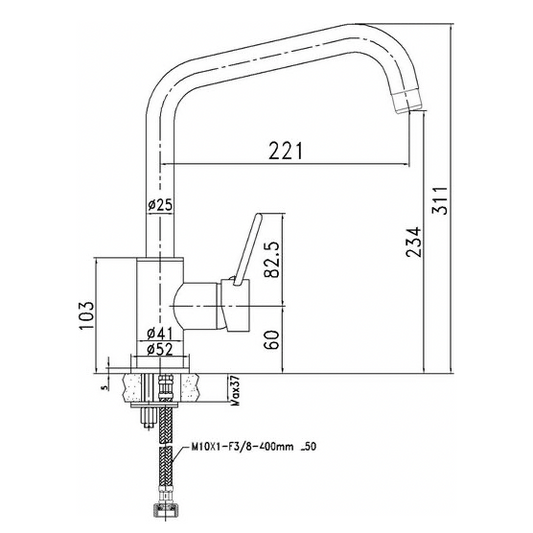 Aqua-Su "Sanlux" Spültisch-Einhebelmischer (chrom)