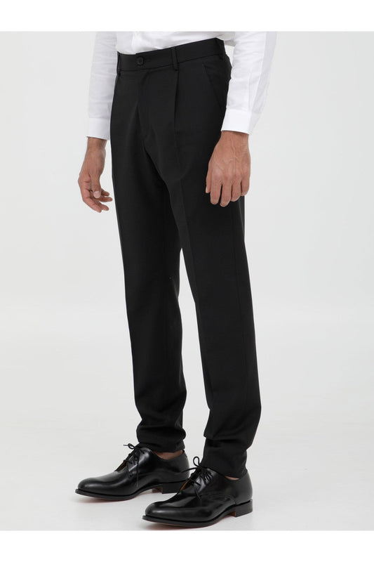 Black wool trousers