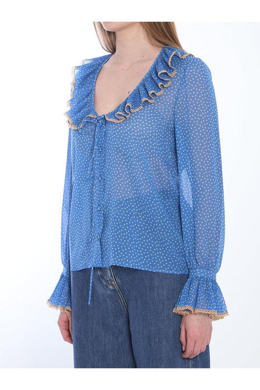 Blouse with polka dots