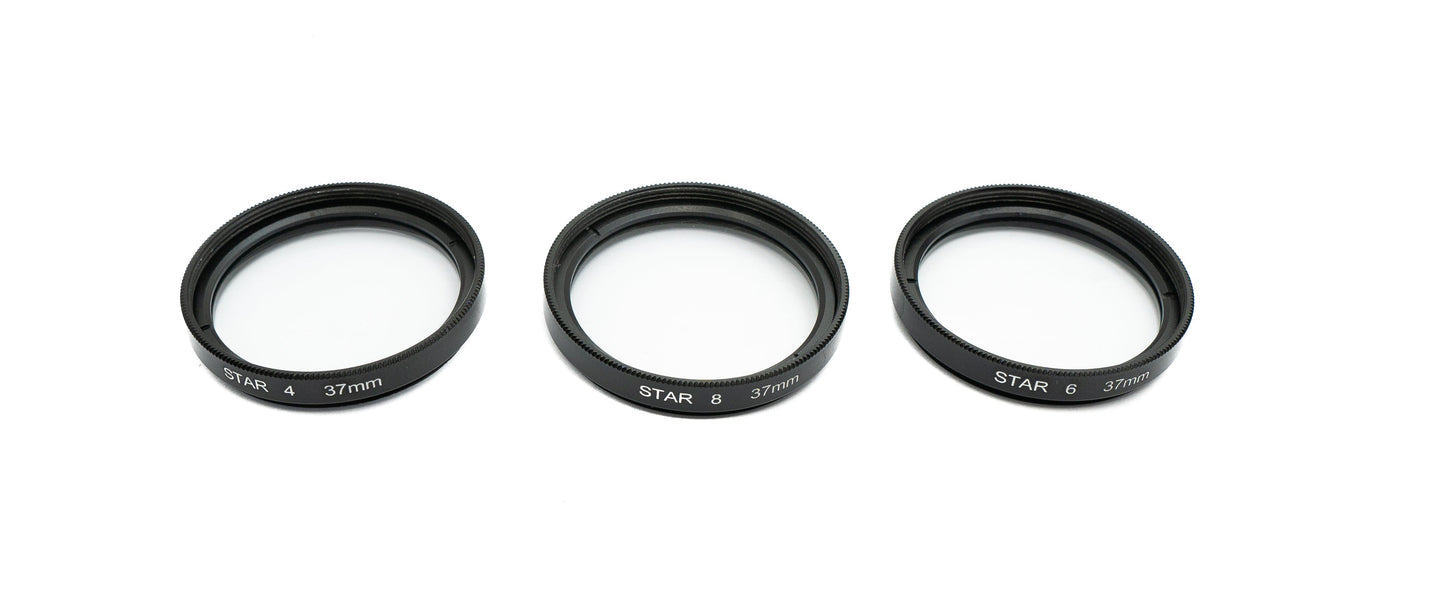 SYSTEM-S Star Filter Set 37 mm 4/6 8 punkta linsa fyrir snjallsímaljósmyndun í svörtu