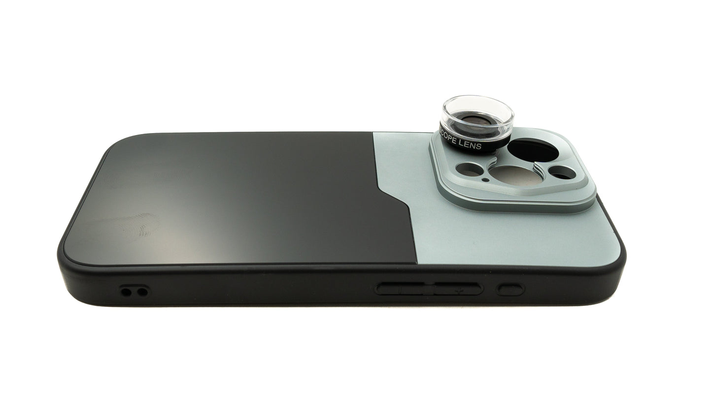 SYSTEM-S Super Makro Linse 30x 37 mm Mikroskop Filter mit Hülle für iPhone 15 Pro