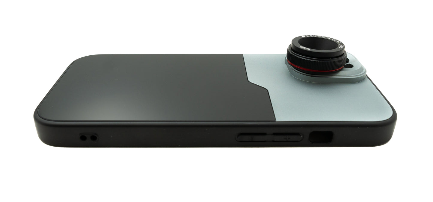SYSTEM-S Macro Lens 2.8x 37 mm HD Filter with Case for iPhone 15 in Black Gray