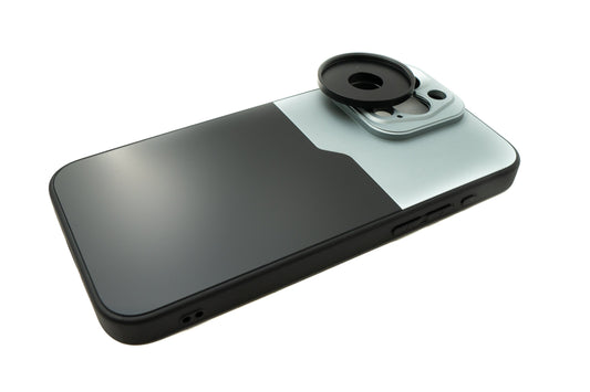 SYSTEM-S Linsuhulstur 37 mm samhæft við áhrifalinsur með skrúfu fyrir iPhone 15 Pro Max í svörtu og gráu