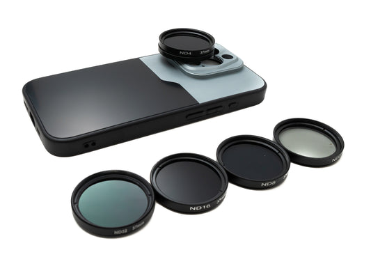 SYSTEM-S ND síusett 37 mm hlutlaus þéttleiki með þráðhulstri og tösku fyrir iPhone 15 Pro