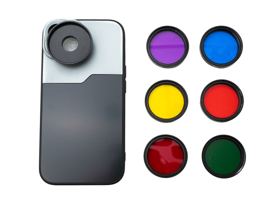 SYSTEM-S litasíusett 37 mm 6 hlutar litasíu fyrir linsur með skrúfuhulstri fyrir iPhone 15