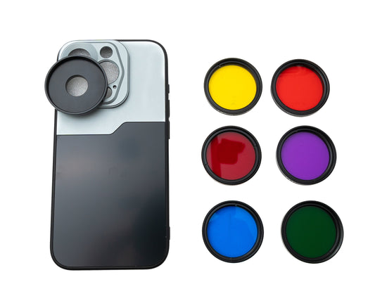 SYSTEM-S litasíusett 37 mm 6 hlutar litasíu fyrir linsur með skrúfuhulstri fyrir iPhone 15 Pro