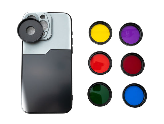 SYSTEM-S Litasíusett 37 mm 6 stk. litasíu fyrir linsur með skrúfuhulstri fyrir iPhone 15 Pro Max