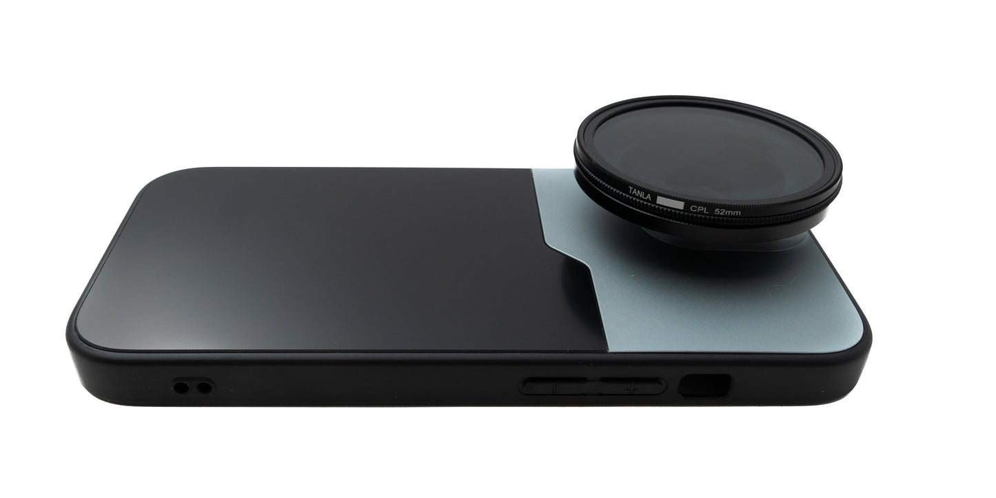 SYSTEM-S CPL Filter 52 mm Circular Polarizer Linse mit Gewinde Hülle für iPhone 15