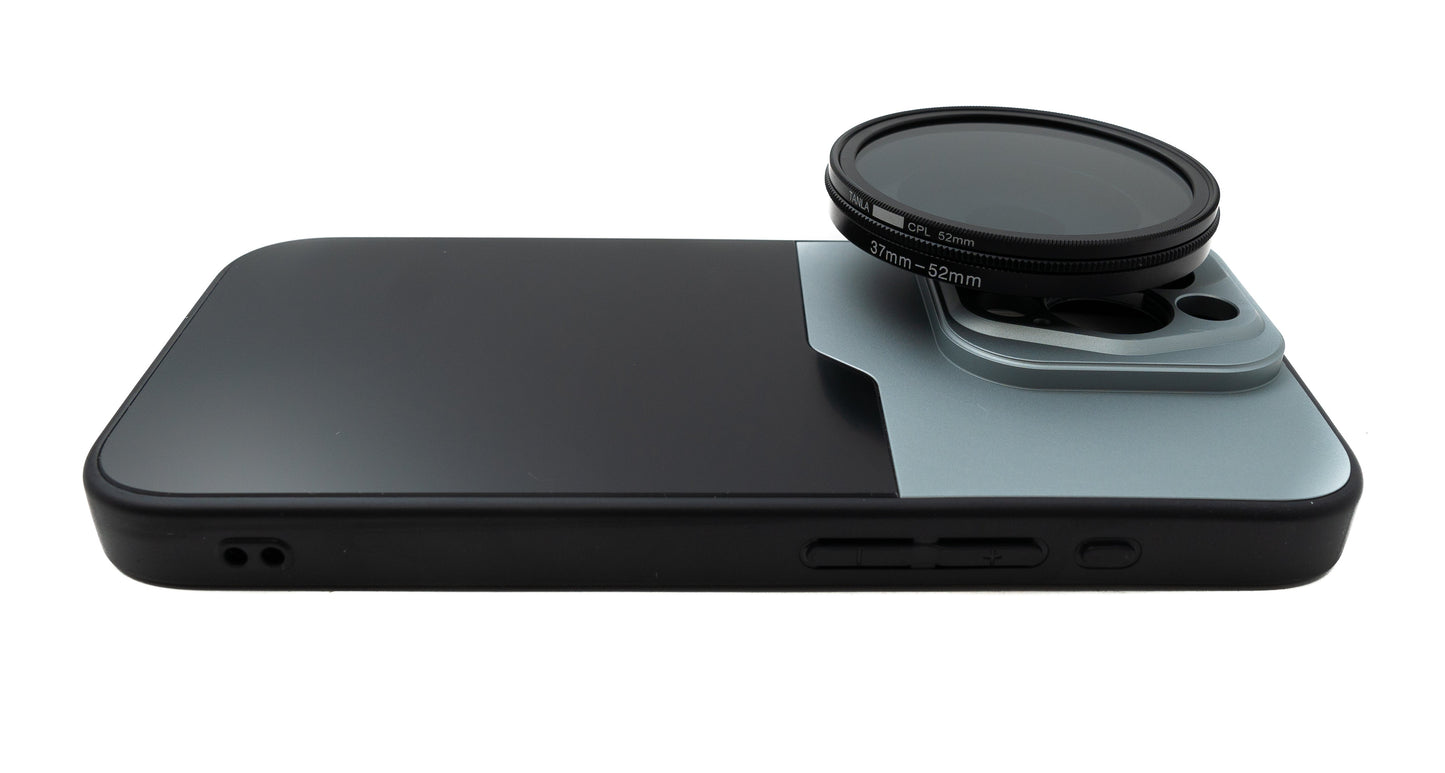 SYSTEM-S CPL sía 52 mm hringlaga pólunarlinsa með skrúfuhulstri fyrir iPhone 15 Pro