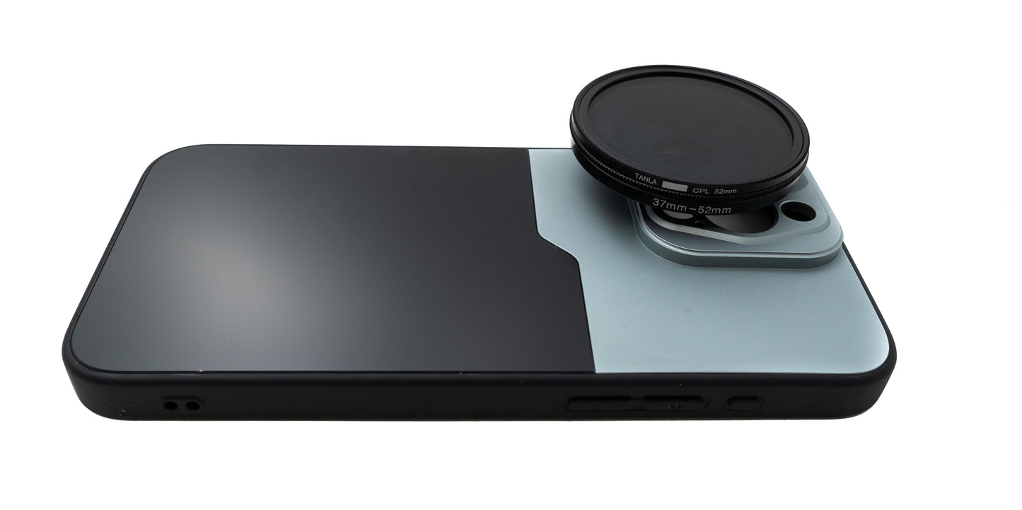 SYSTEM-S CPL Filter 52 mm Circular Polarizer Linse mit Gewinde Hülle für iPhone 15 Pro Max