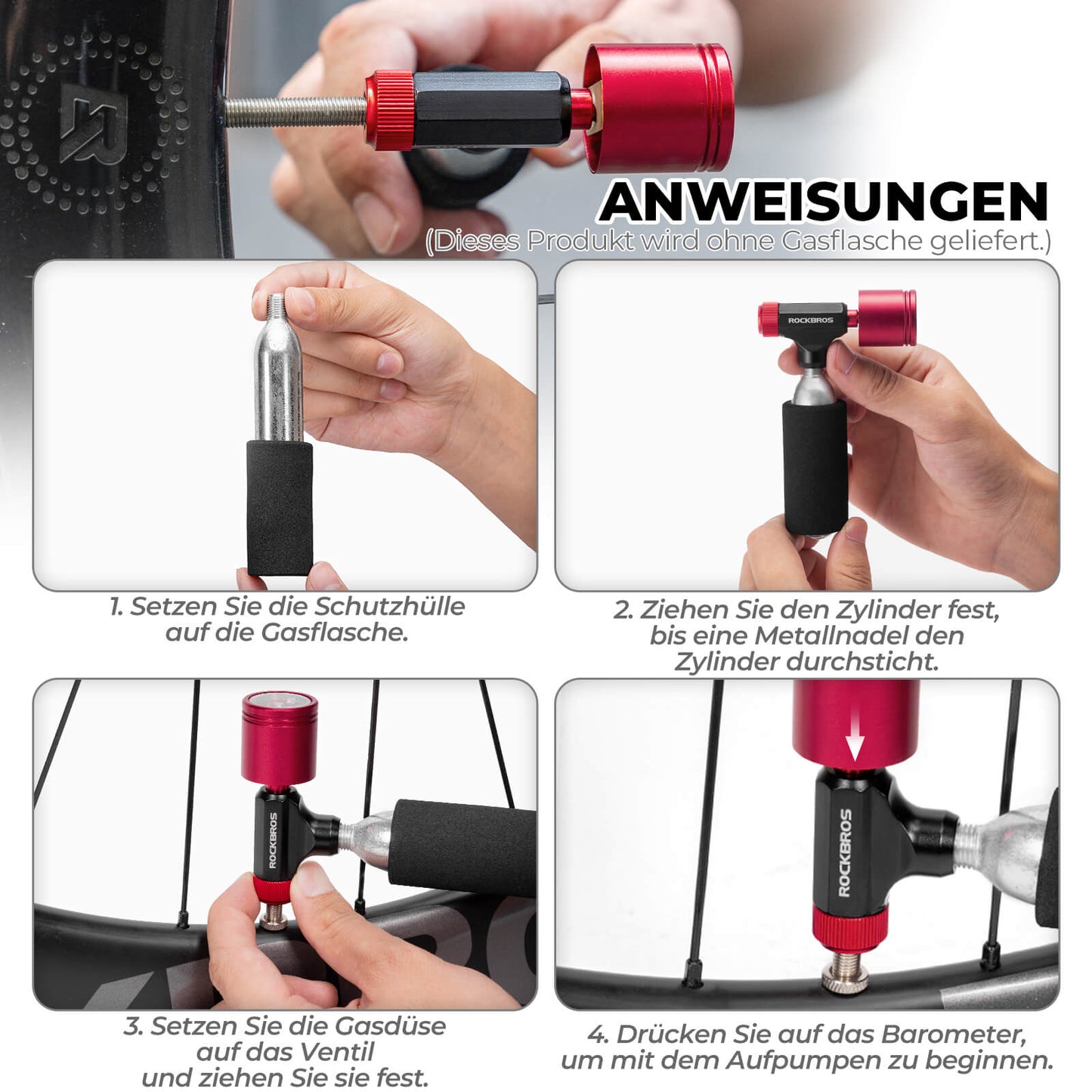 CO2 bicycle pump, mini pump for Presta & Schrader valves