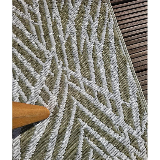 Teppich Outdoor Balkonteppich außen Balkon Terrasse taupe weiß 150 x 90