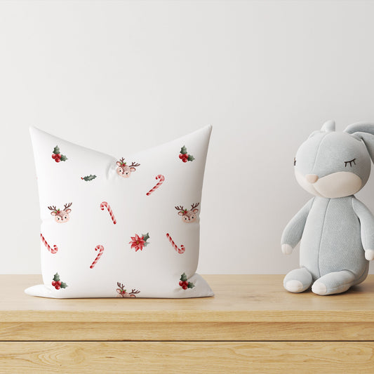 "Candy Canes and Deer" Premium Decorative Cushions