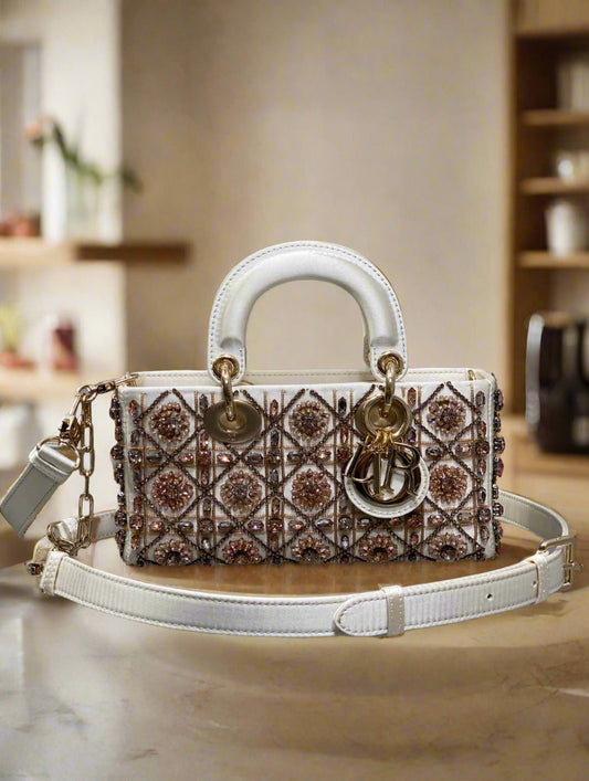 Klassísk axlartaska í stíl Christian Dior fyrir konur, lúxus tískufatnaður