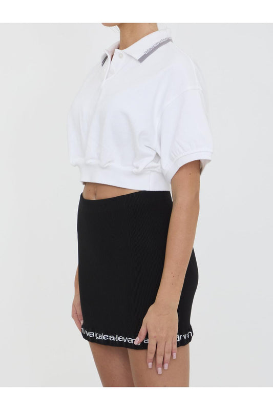 Cropped cotton polo shirt