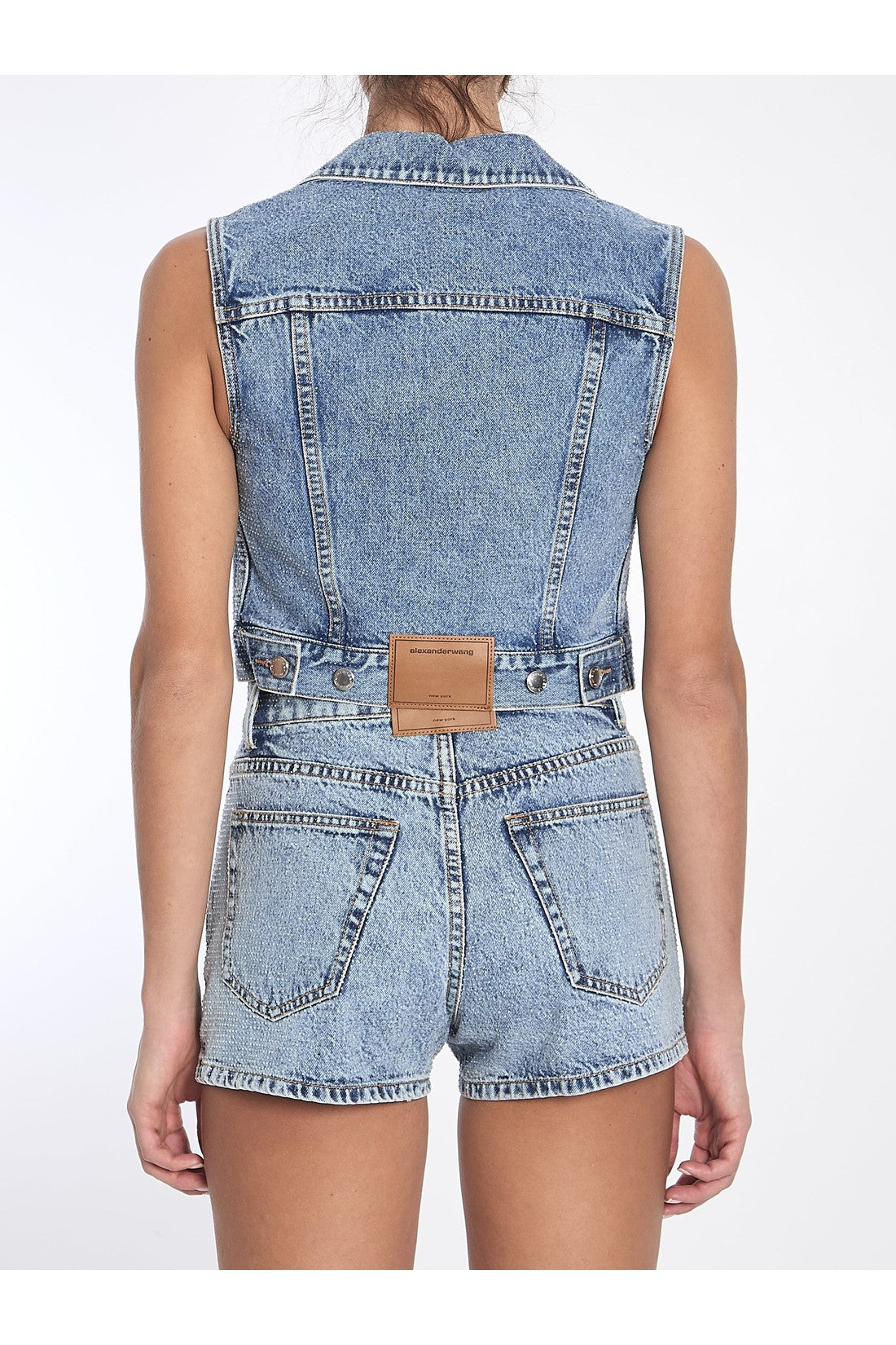 Cropped vest with bows and crystals