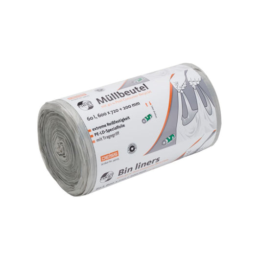 DEISS First Plus Pcr Müllbeutel 60 Liter, 34045 mit Tragegriff