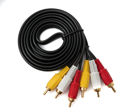 SYSTEM-S Cinch 3 RCA snúra 1,5 m karlkyns í karlkyns stereó og samsett AV svart