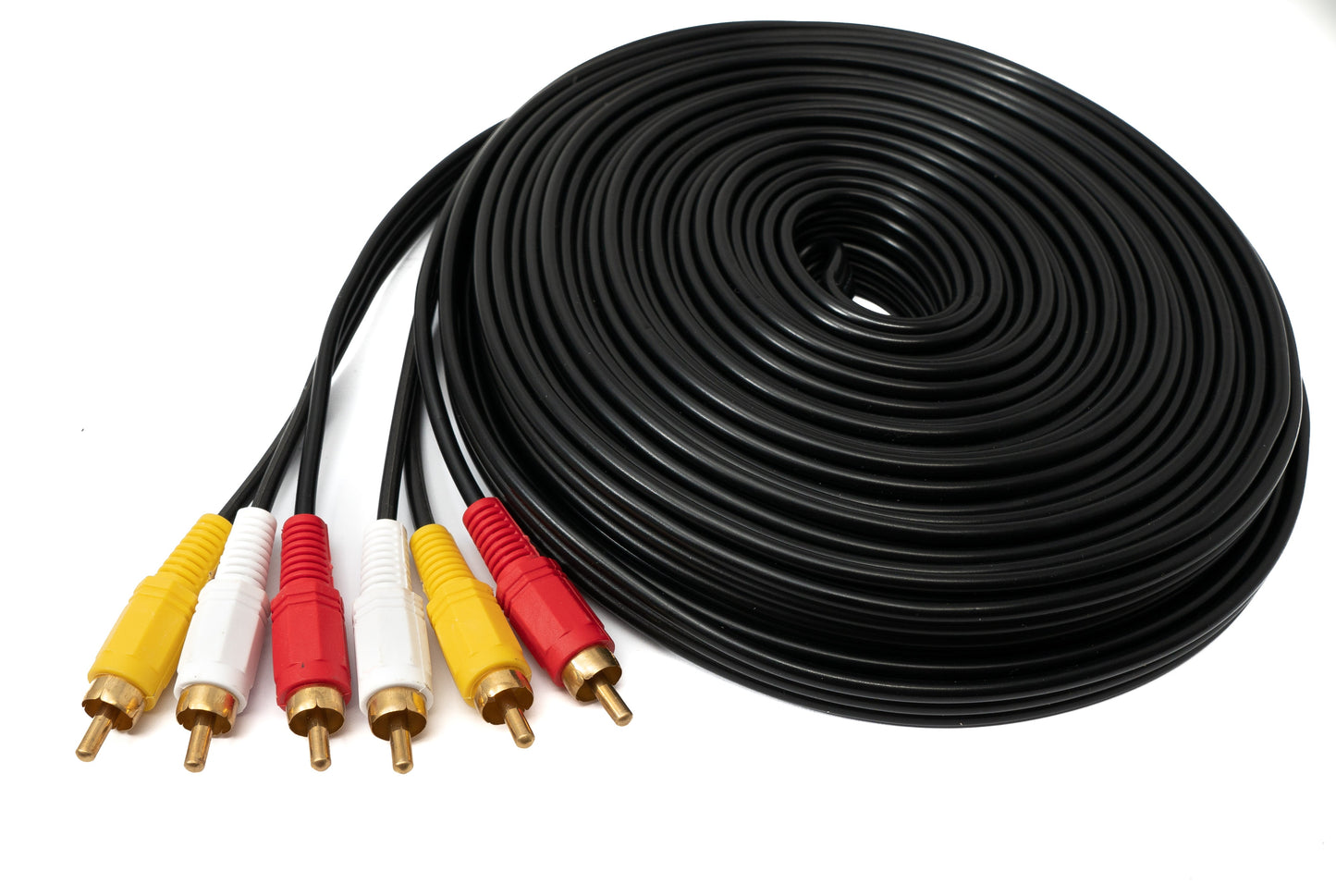 SYSTEM-S Cinch 3 RCA snúra 15 m karlkyns í karlkyns stereó og samsett AV svart