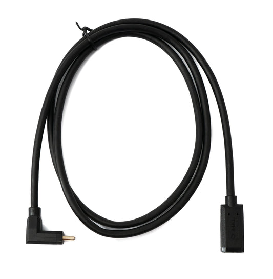 SYSTEM-S USB 3.1 Gen 2 snúra 100 cm Tegund C karlkyns í kvenkyns vinklaður í svörtu