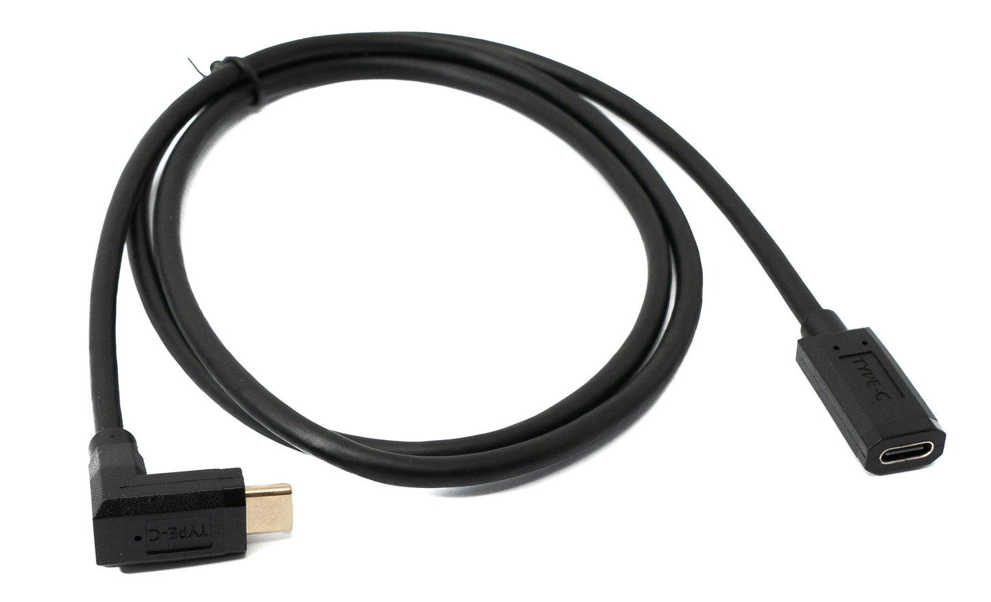 SYSTEM-S USB 3.1 Gen 2 snúra 100 cm Tegund C karlkyns í kvenkyns vinklaður í svörtu