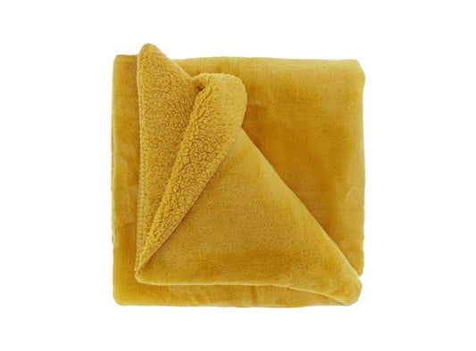 Teddy-Decke 150 x 200 cm » Kuscheldecke "Torvah" » Wohndecke strahlend gelb » Couchdecke Teddy Fleece