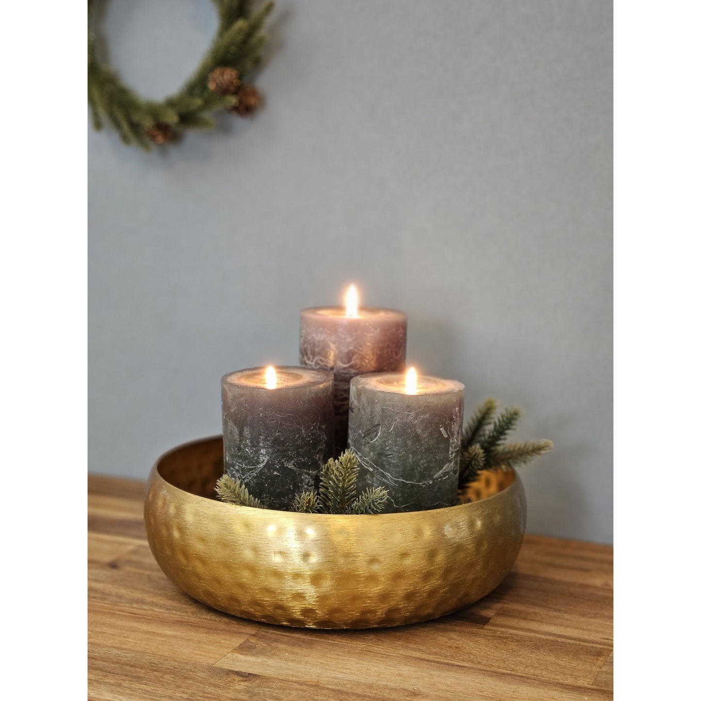 Metall Dekoschale Schale Metallschüssel rund gehämmert Hammerschlag gold 24 cm