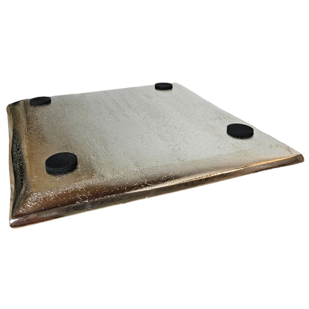 Dekoschale Dekoteller Metall Kerzentablett 20x20 cm Tablett Silber Quadratisch