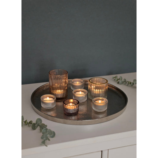 Deko Teller Schale silber rund 35 cm Kerzentablett Schale Metall Dekoration schwere Qualität