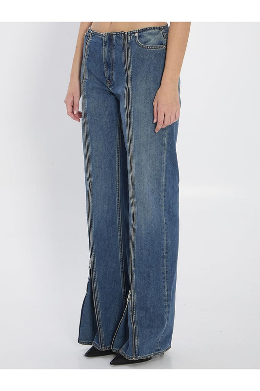 Denim front zipped trousers