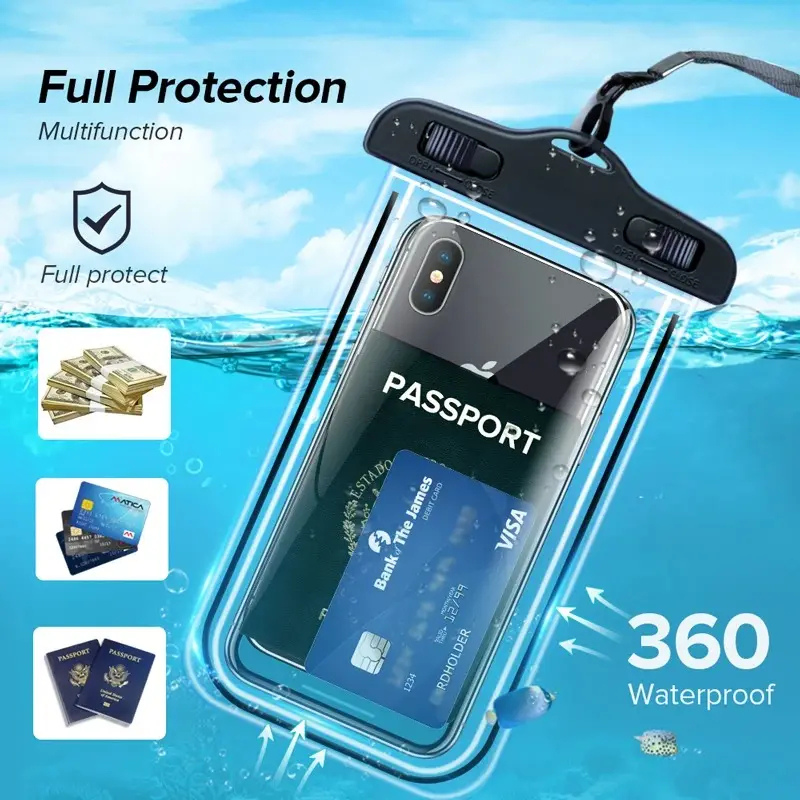 Wasserdichte Handyhülle Unterwasser mit Trageband, IPX8, Universalgröße