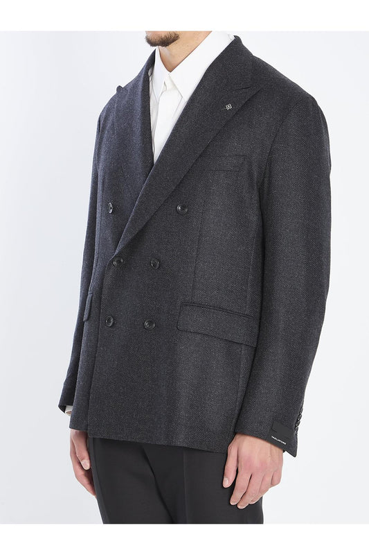 Double-breasted jacket in diagonal wool