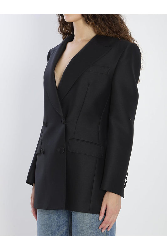 Double-breasted jacket in faille