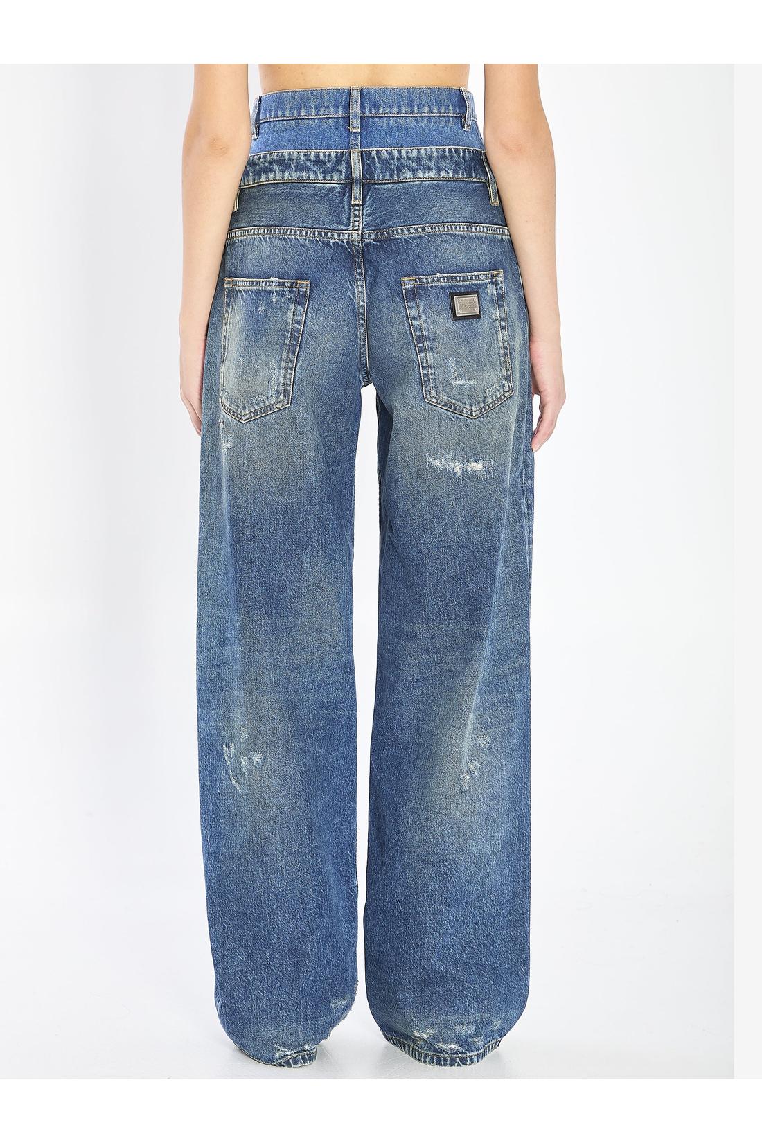 Double wasited denim jeans